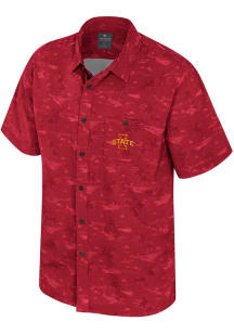 Colosseum Iowa State Cyclones Mens Cardinal Atmostphere Short Sleeve Dress Shirt