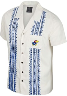 Colosseum Kansas Jayhawks Mens Blue Calculations Short Sleeve Dress Shirt