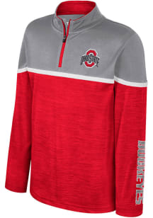 Colosseum Ohio State Buckeyes Youth Red Billy Long Sleeve Quarter Zip Shirt