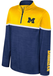Colosseum Michigan Wolverines Youth Navy Blue Billy Long Sleeve Quarter Zip Shirt