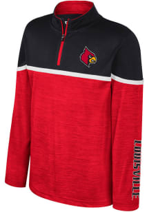 Colosseum Louisville Cardinals Youth Red Billy Long Sleeve Quarter Zip Shirt