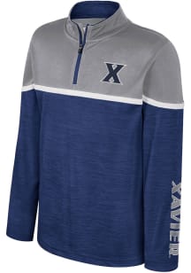 Colosseum Xavier Musketeers Youth Navy Blue Billy Long Sleeve Quarter Zip Shirt