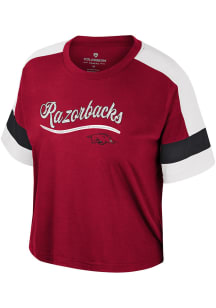 Colosseum Arkansas Razorbacks Girls Cardinal Diamonds Short Sleeve Fashion T-Shirt