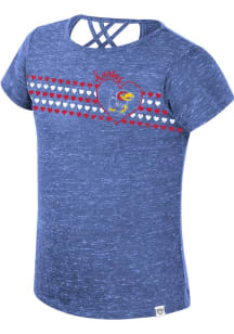 Colosseum Kansas Jayhawks Girls Blue Star Short Sleeve Fashion T-Shirt