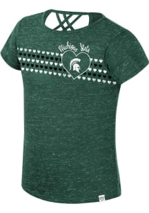 Girls Michigan State Spartans Green Colosseum Star Short Sleeve Fashion T-Shirt