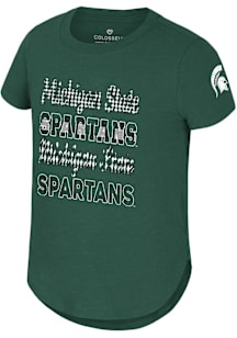 Colosseum Michigan State Spartans Girls Green Flame Princess Short Sleeve Fashion T-Shirt