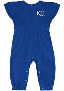 Colosseum Kansas Jayhawks Baby Blue Beautopia Waffle Romper Short Sleeve One Piece