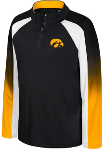 Youth Iowa Hawkeyes Black Colosseum Ice King Long Sleeve Quarter Zip