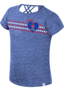 Colosseum Kansas Jayhawks Toddler Girls Blue Star Court Short Sleeve T-Shirt