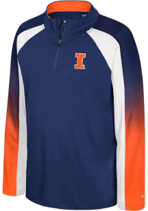Youth Illinois Fighting Illini Navy Blue Colosseum Ice King Long Sleeve Quarter Zip