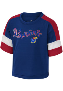 Colosseum Kansas Jayhawks Toddler Girls Blue Diamond Short Sleeve T-Shirt