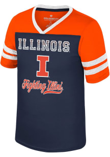 Girls Illinois Fighting Illini Navy Blue Colosseum Princess Bubblegum Short Sleeve Fashion T-Shirt