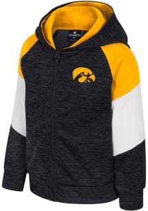 Toddler Iowa Hawkeyes Black Colosseum Spirit Hollow Long Sleeve Full Zip Sweatshirt