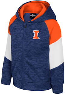 Toddler Illinois Fighting Illini Navy Blue Colosseum Spirit Hollow Long Sleeve Full Zip Sweatshirt