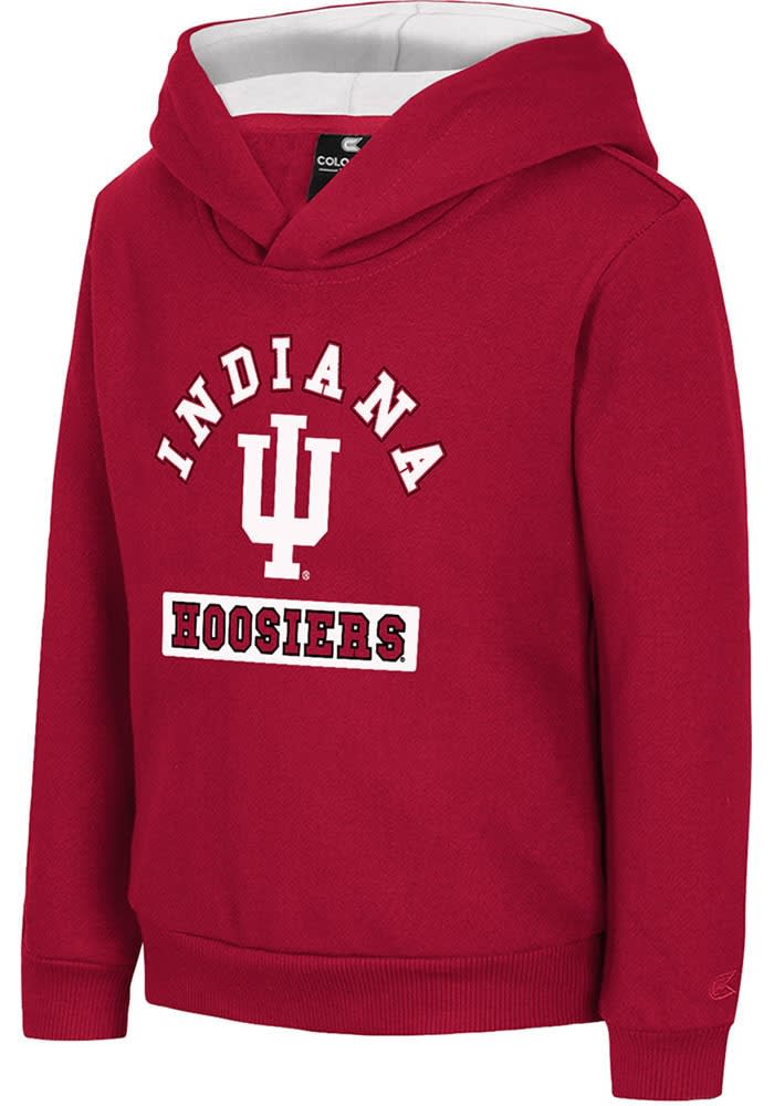 NCAA Indiana Hoosiers Women's Cropped Hoodie - Raw Edge Burnout Fleece Game Day Pullover, Cardinal Red, Size Small