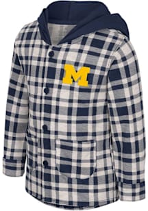 Colosseum Michigan Wolverines Toddler Blue BMO Plaid Long Sleeve T-Shirt