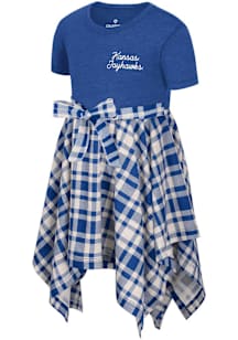 Colosseum Kansas Jayhawks Toddler Girls Blue Marceline Short Sleeve Dress