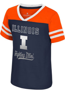 Toddler Girls Illinois Fighting Illini Navy Blue Colosseum Princess Bubblegum Short Sleeve T-Shirt