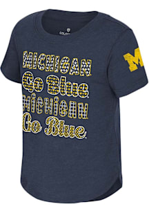 Colosseum Michigan Wolverines Toddler Girls Blue Flame Princess Short Sleeve T-Shirt