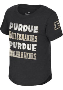 Toddler Girls Purdue Boilermakers Black Colosseum Flame Princess Short Sleeve T-Shirt