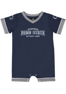 Baby Penn State Nittany Lions Navy Blue Colosseum Candy Kingdom Short Sleeve One Piece