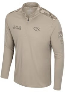Colosseum LSU Tigers Mens Tan OHT Battalion Long Sleeve Qtr Zip Pullover