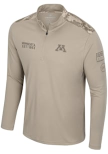 Colosseum Minnesota Golden Gophers Mens Tan OHT Battalion Long Sleeve Qtr Zip Pullover