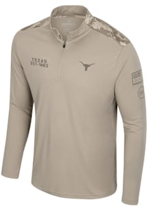 Colosseum Texas Longhorns Mens Tan OHT Battalion Long Sleeve Qtr Zip Pullover