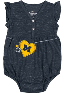 Colosseum Michigan Wolverines Baby Navy Blue Nancy Short Sleeve One Piece