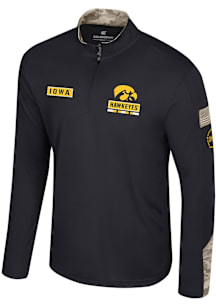 Mens Iowa Hawkeyes Black Colosseum OHT Company Qtr Zip Pullover