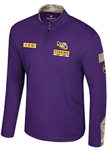 Colosseum LSU Tigers Mens Purple OHT Company Long Sleeve Qtr Zip Pullover