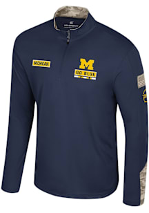 Colosseum Michigan Wolverines Mens Blue OHT Company Long Sleeve Qtr Zip Pullover