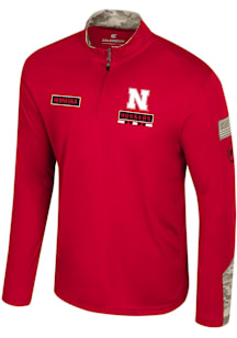 Colosseum Nebraska Cornhuskers Mens Red OHT Company Long Sleeve Qtr Zip Pullover