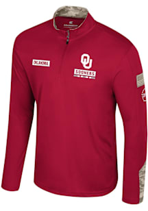 Colosseum Oklahoma Sooners Mens Cardinal OHT Company Long Sleeve Qtr Zip Pullover