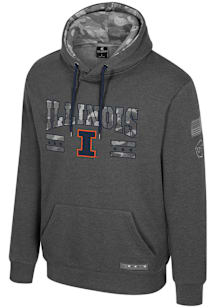 Colosseum Illinois Fighting Illini Mens Grey OHT Squad Long Sleeve Hoodie