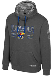 Colosseum Kansas Jayhawks Mens Grey OHT Squad Long Sleeve Hoodie