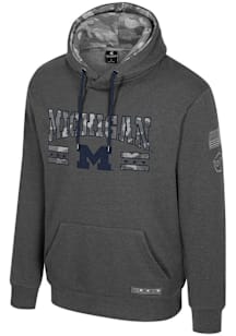 Colosseum Michigan Wolverines Mens Grey OHT Squad Long Sleeve Hoodie