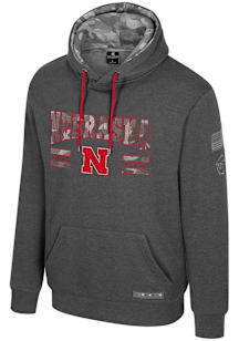 Colosseum Nebraska Cornhuskers Mens Grey OHT Squad Long Sleeve Hoodie