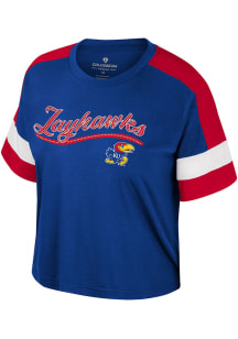 Colosseum Kansas Jayhawks Womens Blue Diamond Short Sleeve T-Shirt
