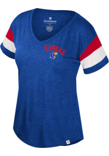 Colosseum Kansas Jayhawks Womens Blue Delacroix Short Sleeve T-Shirt