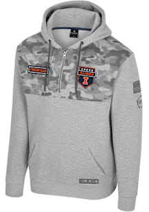 Mens Illinois Fighting Illini Grey Colosseum OHT Platoon Qtr Zip Fashion Pullover