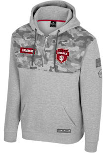 Colosseum Indiana Hoosiers Mens Grey OHT Platoon Long Sleeve Qtr Zip Fashion Pullover