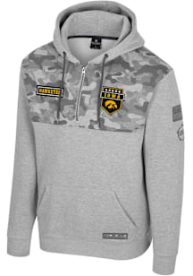 Mens Iowa Hawkeyes Grey Colosseum OHT Platoon Qtr Zip Fashion Pullover
