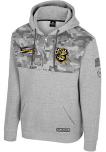 Colosseum Missouri Tigers Mens Grey OHT Platoon Long Sleeve Qtr Zip Fashion Pullover