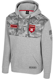 Colosseum Nebraska Cornhuskers Mens Grey OHT Platoon Long Sleeve Qtr Zip Fashion Pullover
