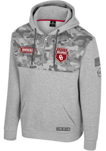 Colosseum Oklahoma Sooners Mens Grey OHT Platoon Long Sleeve Qtr Zip Fashion Pullover