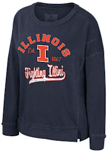 Colosseum Illinois Fighting Illini Womens Navy Blue Wished For Crew Sweatshirt
