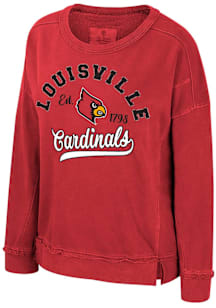 Colosseum Louisville Cardinals Womens Red Wished For Crew Sweatshirt