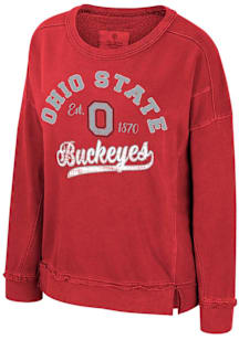 Colosseum Ohio State Buckeyes Womens Red Wished For Crew Sweatshirt
