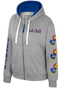 Colosseum Kansas Jayhawks Womens Grey Raven Long Sleeve Full Zip Jacket
